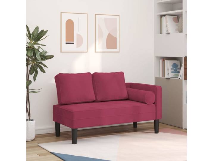 vidaXL Chaiselongue, Chaiselongue mit Kissen Weinrot Samt