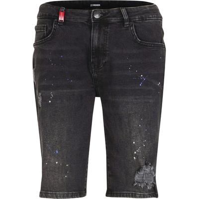 Shorts 2Y PREMIUM "2Y Premium Leonardo Ripped Slim Fit Shorts", Herren, Gr. 29, Normalgrößen, schwarz, 97% Baumwolle, 3% Elasthan, unifarben, slim fit, Hosen Shorts