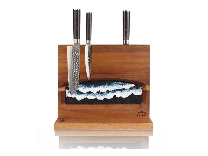 LuxusKollektion Magnet-Messerblock Doppel-Magnet-Messerblock Akazienholz Wellen-Design