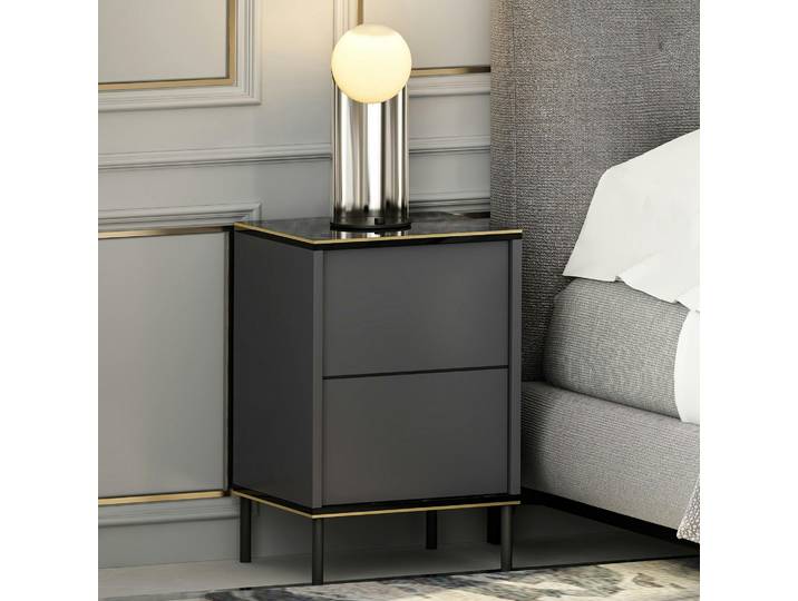 Table de chevet moderne chic 1 porte BYRON - Anthracite