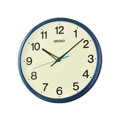 Wanduhr SEIKO, blau, Wanduhren, Ø 30,5cm, Wanduhr, Quarzuhr, Büro, Arbeitszimmer, Küche, Esszimmer, Wohnzimmer