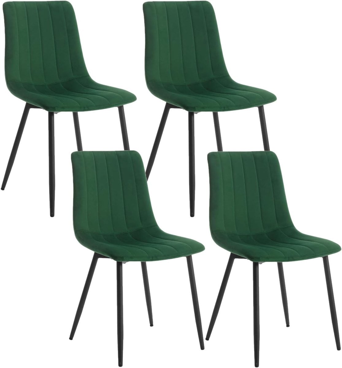 Set van 4 extra comfortabele eetkamerstoelen - Donkergroen