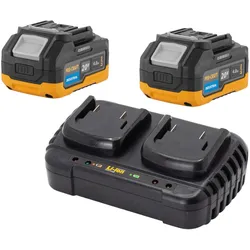 Procraft, Werkzeugakku + Ladegerät, Starter Set 20 V 20/2 Doppel Ladegerät + 2x 20/4 Industrial Akku 4,0 Ah (20 V)