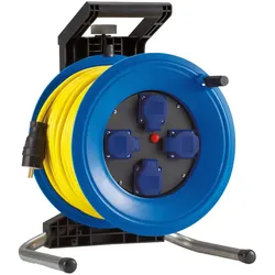 HEDI Kunststoff-Kabeltrommel Professional Plus Ø 320 mm, gelb Panzerkabel, einzelne Steckdosen - K350UTFE