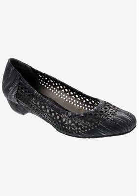 Wide Width Women's Tina Flat by Ros Hommerson in Black Laser Stripe (Size 6 W)