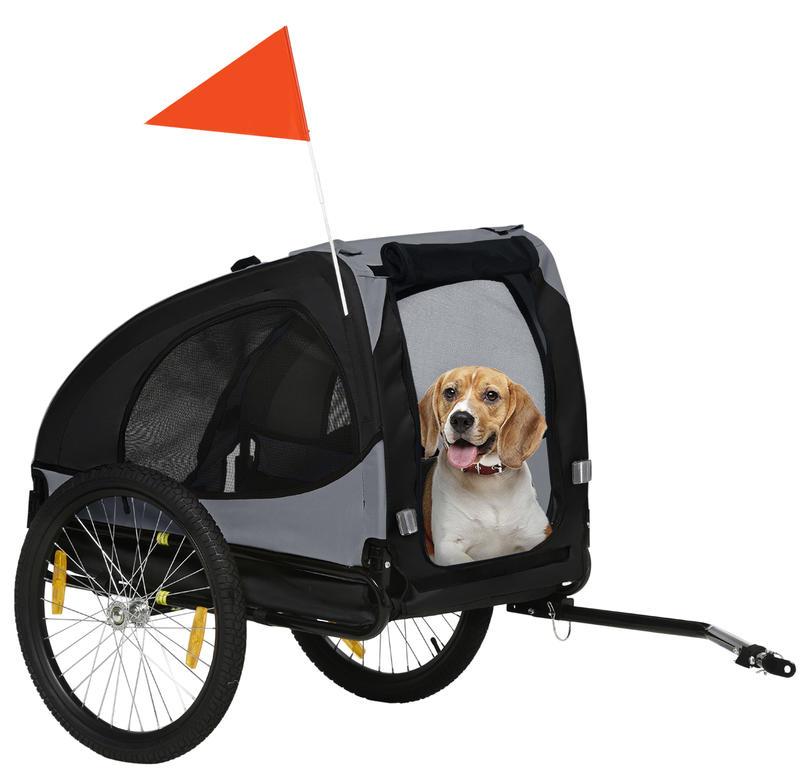 Hundekarren für Hunde bis 20 kg - Vielseitiger Tierwagen mit Gitterfenstern und ausrollbarem Regenverdeck