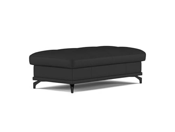 Cavadore Hocker Castiel / Polsterhocker mit mattschwarzen Metallfüßen, ideal als Beistellhocker, Fußablage, Sitzgelegenheit / 138 x 48 x 71 / Echtleder, Schwarz
