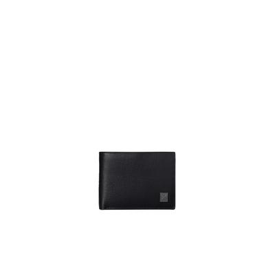 Geldbörse CALVIN KLEIN "EMBLEM HW TRIFOLD W/ COIN", Herren, schwarz, Leder, Strukturmuster, Basic, Kleinlederwaren, Geldbeutel, Portemonnaie, Money Pocket mit metallic CK-Label