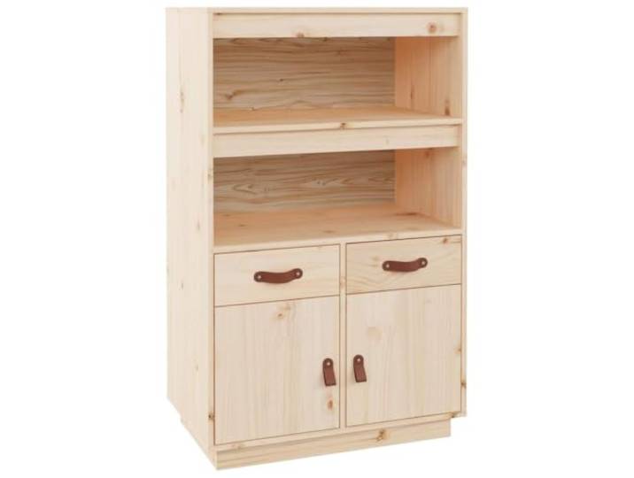 GHVBNMF Highboard 67x40x108,5 cm Massivholz Kiefer Schrank Rustikale Kommode aus Naturholz mit Schubladen und offenen Fächern für Wohnzimmer, Schlafzimmer oder Flur.