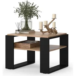 Vicco, Couchtisch + Beistelltisch, Helm mit Ablage (65.60 x 65.60 x 46.20 cm)