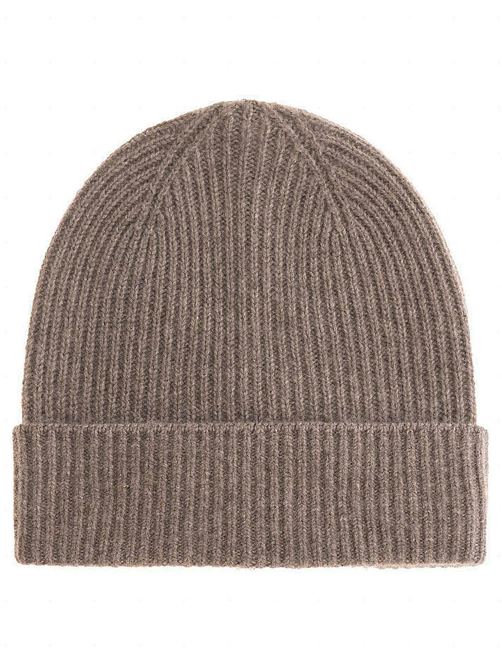 Zwillingsherz Kaschmir-Mütze in Taupe - onesize