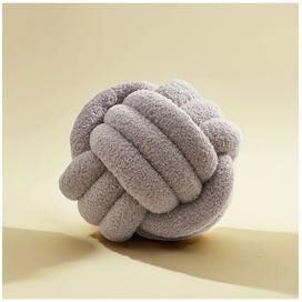 Trendy Discount Goods Knotted Woven Ball Pillow Cushion With Backrest For Sofa And Home Bedroom Decoration gray