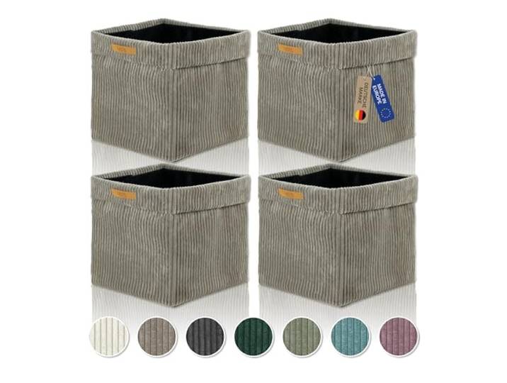 Lycce Kallax Boîtes en tissu de corde\, lot de 4 boîtes de rangement pliables 33 x 33 x H31 cm avec housse en corde amovible et lavable boîtes d'organisation adaptées pour l'étagère Kallax taupe