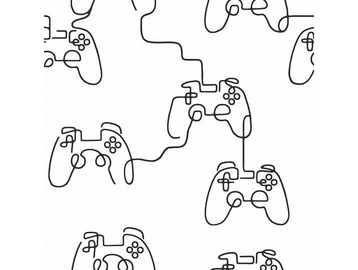 next Vliestapete Gamer-Skizze 1000x52cm, Weiß, Schwarz, Papier, Kunststoff, Spiel/Spielzeug, Rechteckig, 52x1000 cm, Tapeten & Wandverkleidungen, Vliestapeten