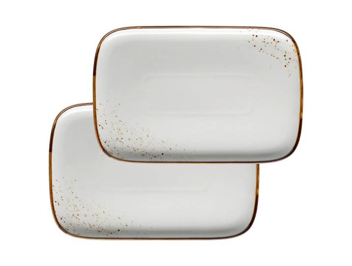 SERVIERPLATTEN-SET Pintar Blau/Beige, 2-teilig