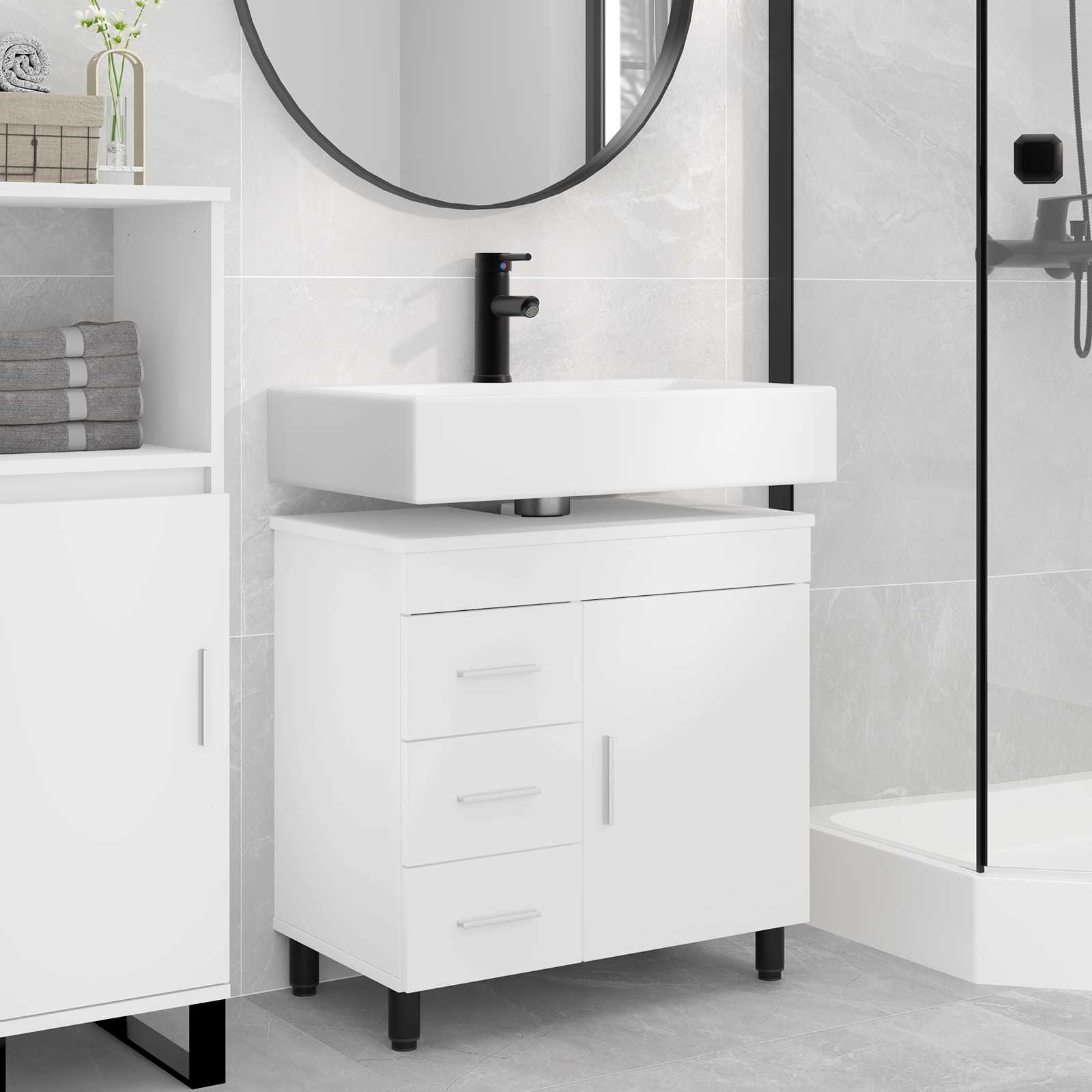 vidaXL Unidad de tocador de baño Blanco 60 x 35 x 60 cm Blanco