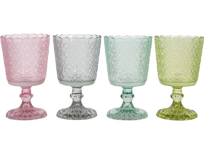 FURNARO Cocktailglas, Glas, mit strukturierter Oberfläche aus Glas in Pastellfarben ca. 17cm
