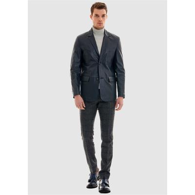 Lederjacke PIERRE CARDIN, Herren, Gr. S, blau (dunkelblau), 100% Leder, unifarben, normal, Jacken, mit hohem Tragekomfort