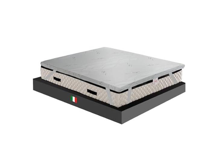 Gemma Matratzenauflage, sehr hart, HD-Übermatratze, orthopädischer Korrektur, CAUCCIU Foam, Höhe 6 cm, antiallergischer Stoff, abnehmbarer Bezug auf 4 Seiten aus Silber, französisches Bett, 120 x 190