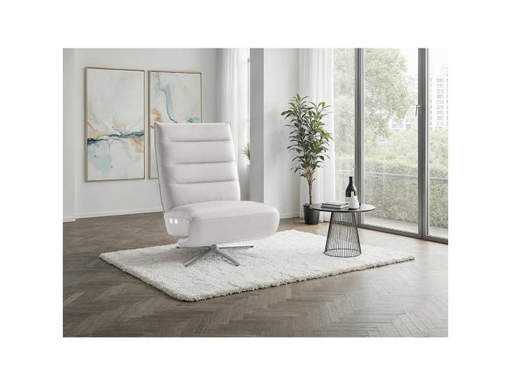 Sit & More Relaxsessel EVE E, Weiß, Metall, Echtleder, Nappaleder, 80x109x98 cm, Liegefunktion, Herz-Waage-Funktion, Sitzfläche 360° drehbar, Wohnzimmer, Sessel, Relaxsessel