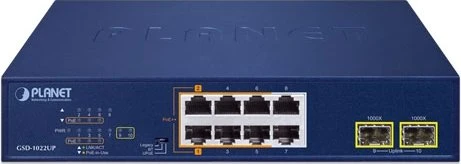 Planet Technology 8-Port PoE+ Desktop Switch GSD-1022UP
