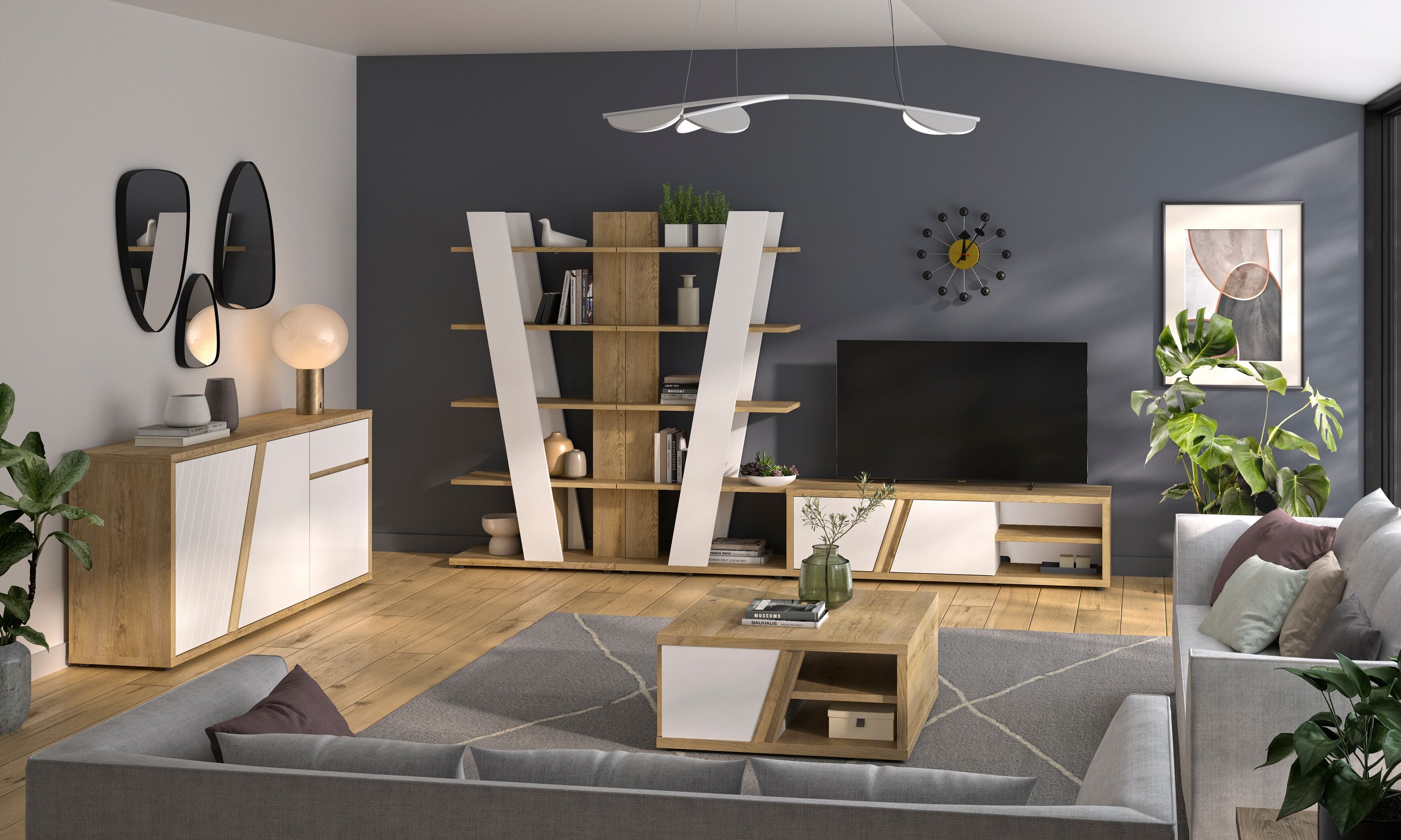 Couchtisch GAMI "EPURA", beige (weiß, eiche nachbildung, weiß, eiche nachbildung, eiche nachbildung), B:81cm H:39cm T:81cm, Tische, Couchtisch, Couchtisch 1 Schublade weiß, eiche nachbildung, weiß, eiche nachbildung, eiche nachbildung B/H/T: 81cm x 39cm x