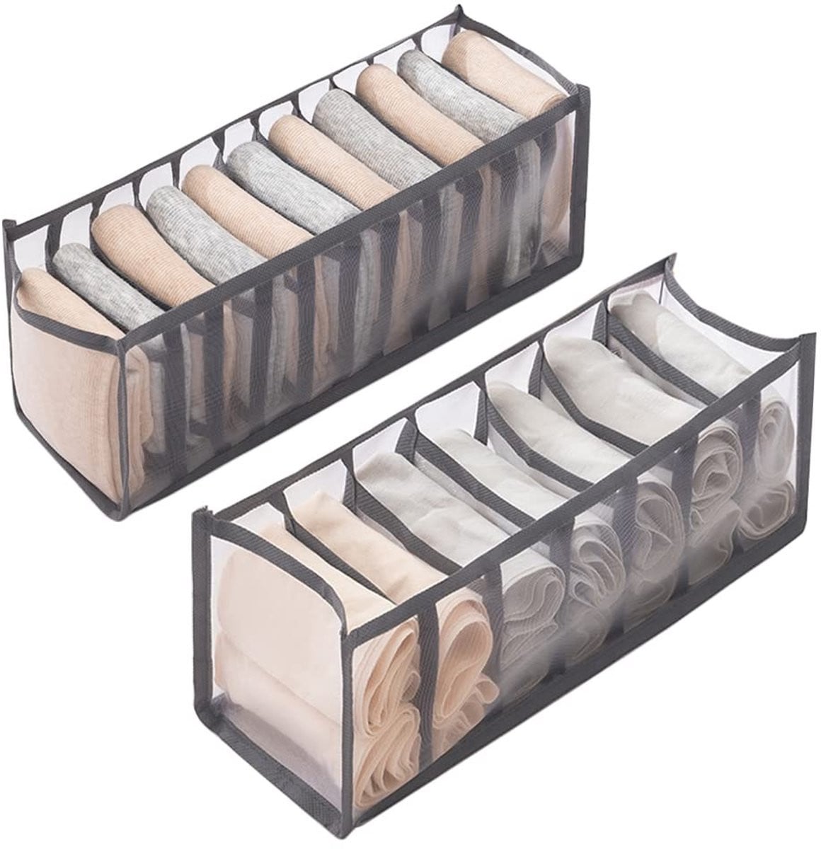 Merkloze set van 2 opbergdozen voor volwassenen van mesh en textiel