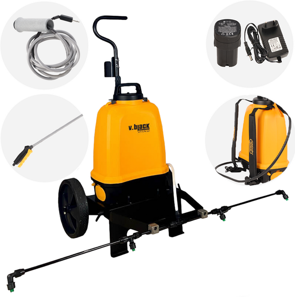 Volpi V-BLACK VITA 12 - Pompa irroratrice elettrica a batteria a spalla con trolley - Con barra irroratrice