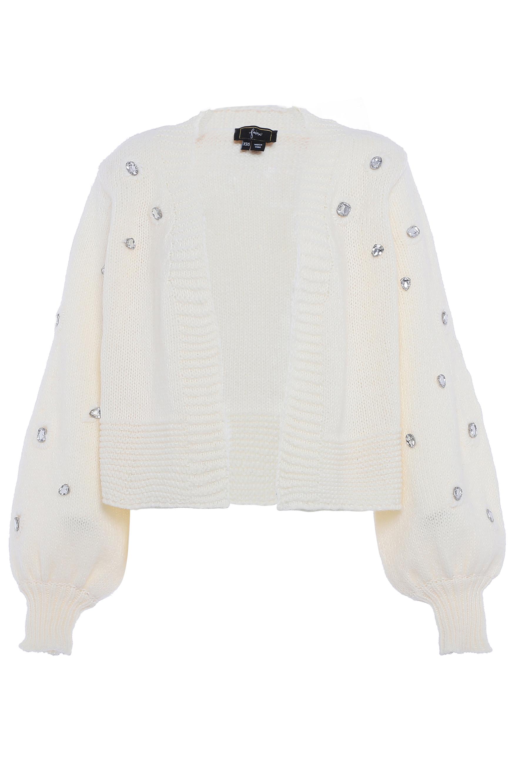 Faina Vest met strass steentjes Dames wolwit