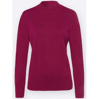 Strickpullover CLASSIC BASICS "Pullover", Damen, Gr. 38, rot (weinrot), 100% Baumwolle, unifarben, Pullover Strickpullover