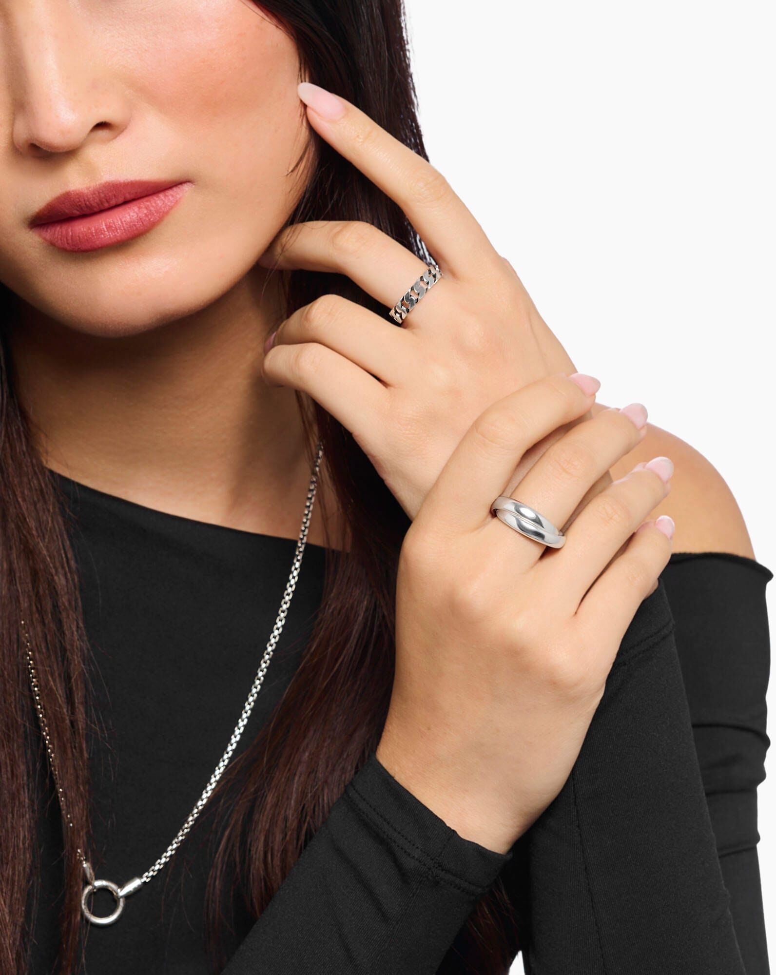 Fingerring THOMAS SABO "Duo-Ring Silber" Gr. 54, silber (silberfarben), Fingerringe, Damen, 54, Silber 925 (recycelt), 7mm, Fingerring