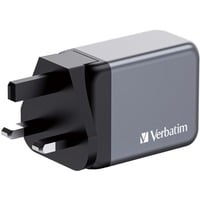 GaN-Ladegerät 65W, 1x USB-A , 2x USB-C grau, PD 3.0, QC 3.0