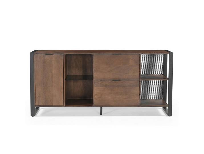 Livetastic Sideboard, Anthrazit, Dunkelbraun, Metall, Mangoholz, 4 Fächer, 2 Schublade(n) Schubladen, 178x80x40 cm, Holzmöbel, Kleinmöbel Holz, Holzkommoden, Sideboards Holz