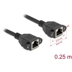 DELOCK Verlängerungskabel S/FTP RJ45 BU -> BU Cat6A 0.25m sw