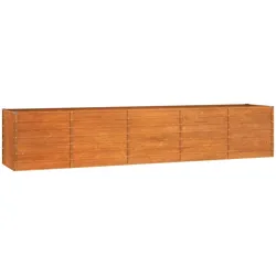 Helloshop26 - Hochbeet für Pflanzen Blumen Terrasse Garten Rostoptik 400 x 80 x 77 cm brauner Cortenstahl 02_0039875