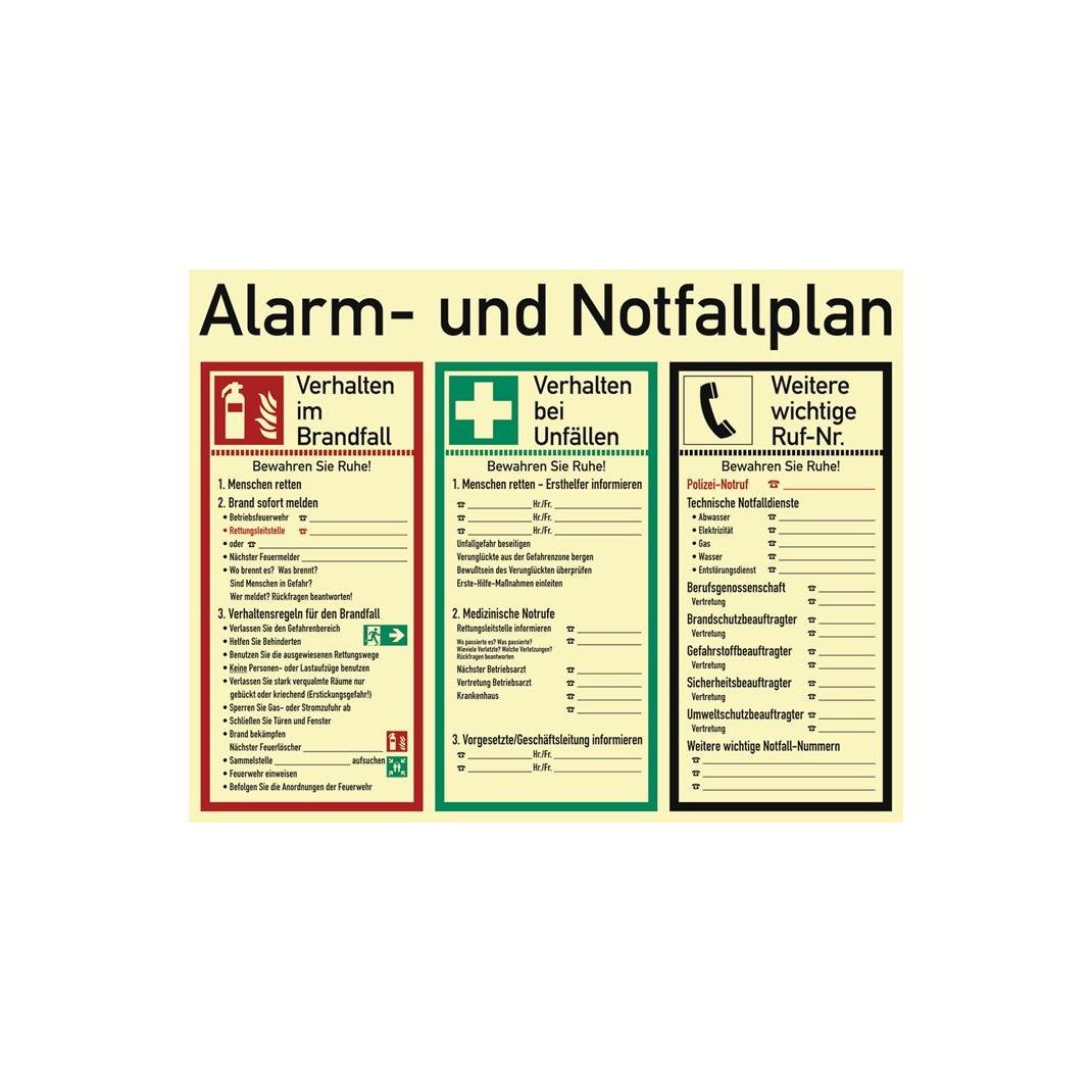 HP Autozubehör Alarm-/Notfallplan ASR A1.3/DIN EN ISO 7010/DIN 67510 L620xB480 mm Kunststoff (57279)