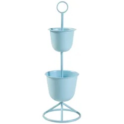 Helloshop26 - Pflanzenständer im Outdoor-Stil 77 x 26 cm 2 hellblaue Pflanztöpfe