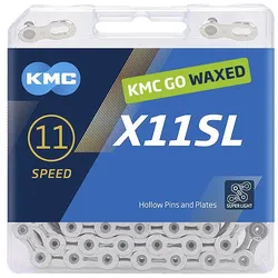 KMC Fahrrad Kette X11SL WAXED 11-fach silber 118 Glieder, 1/2 x 11/128""