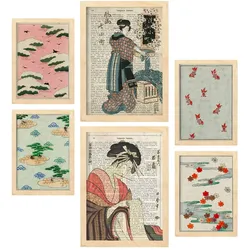 POSTER Set Mit 6 Von Japan Sammlung A3 & A4 Rahmen Aus Hellem Holz