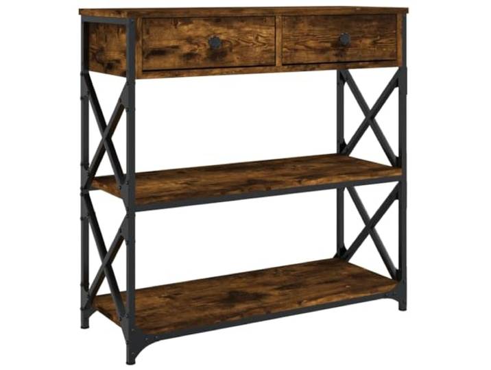Konsolentisch Eiche Smoke 75x28x75 cm mit Metallrahmen Verstellbare Füße, industrielles Design, leicht zu reinigen, stabile Konstruktion, feuchtigkeitsbeständig