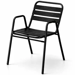 Schwarze Aluminiumstühle für Terrasse, Bar im Innen- und Außenbereich, Restaurant, Hotel und Cafeteria.