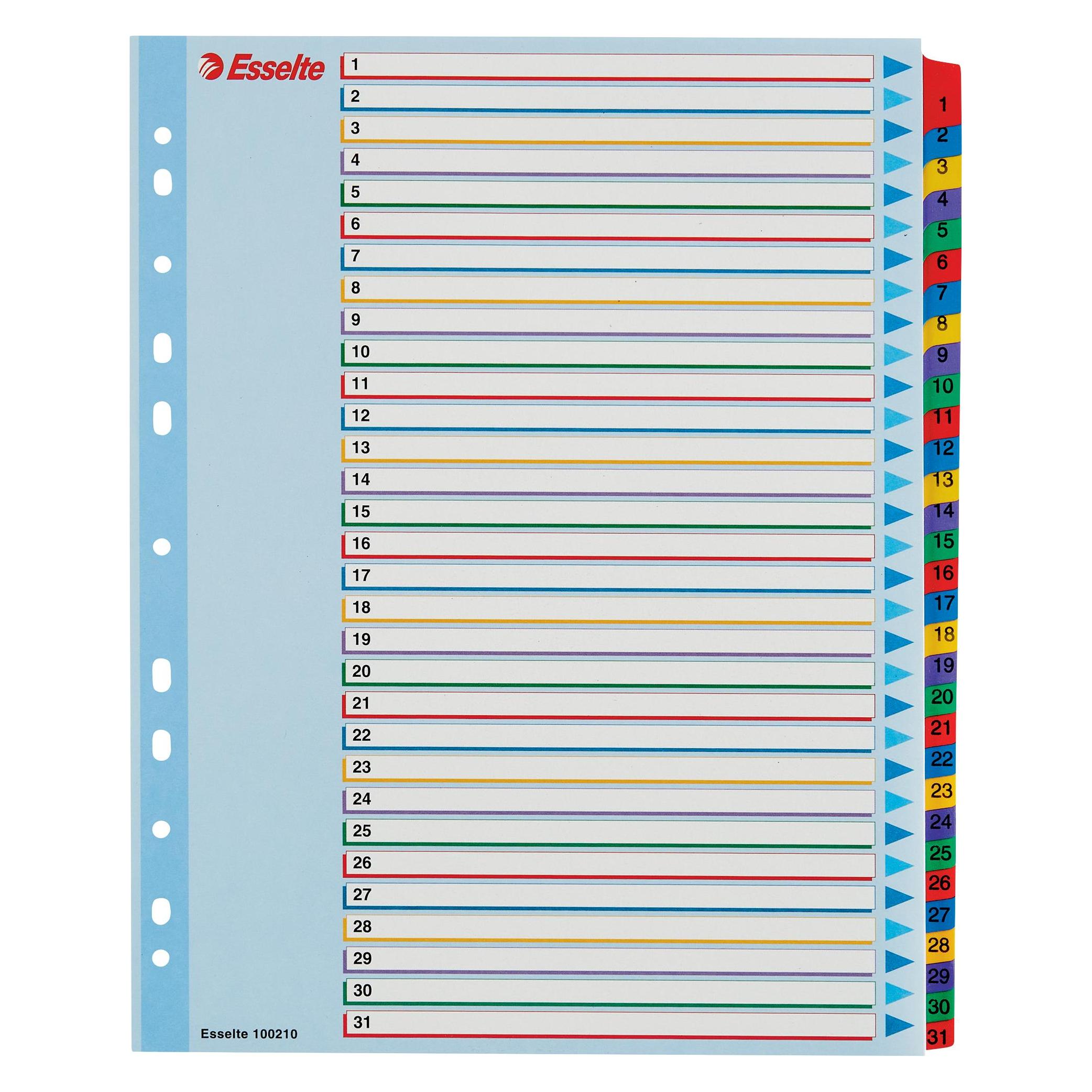 Esselte Einzelblätter, 1-31, farbig, wiederverwendbar, A4+ (10K200C)