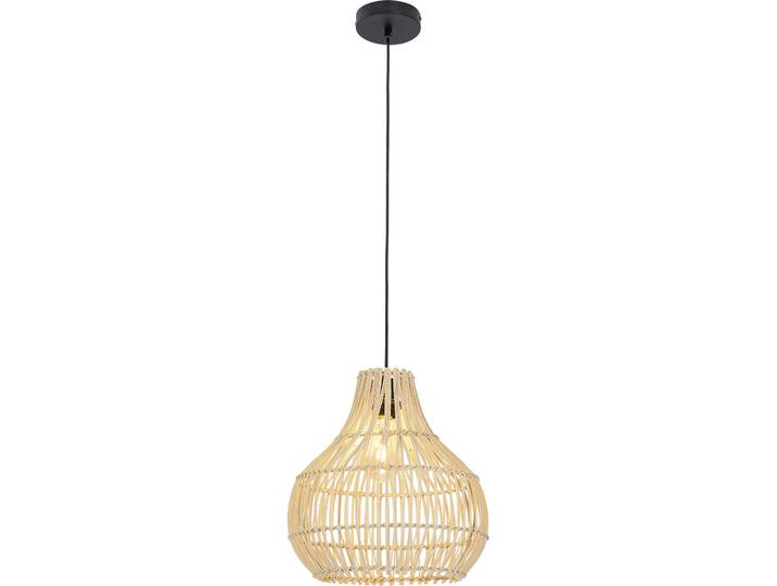 Pendellampe Belize Natur/Schwarz Eisen/Rattan B 33 cm