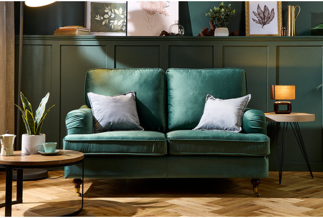 Hashtag Home Marcantonio 2 Seater Velvet Sofa Green 2