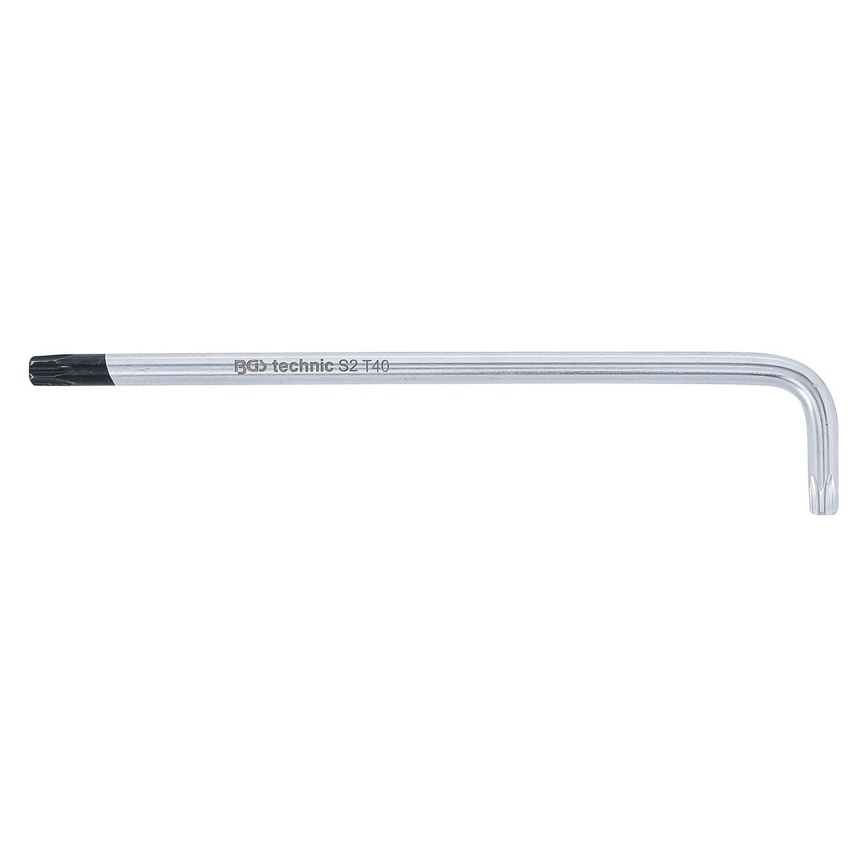 BGS Winkelschlüssel extra lang T-Profil (für Torx) mit/ohne Bohrung T40 (T-profil) (794-T40)