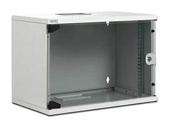 ASSMANN DIGITUS Flat-Pack 9HE Wandgehäuse, 460x540x400, Glastür, Grau