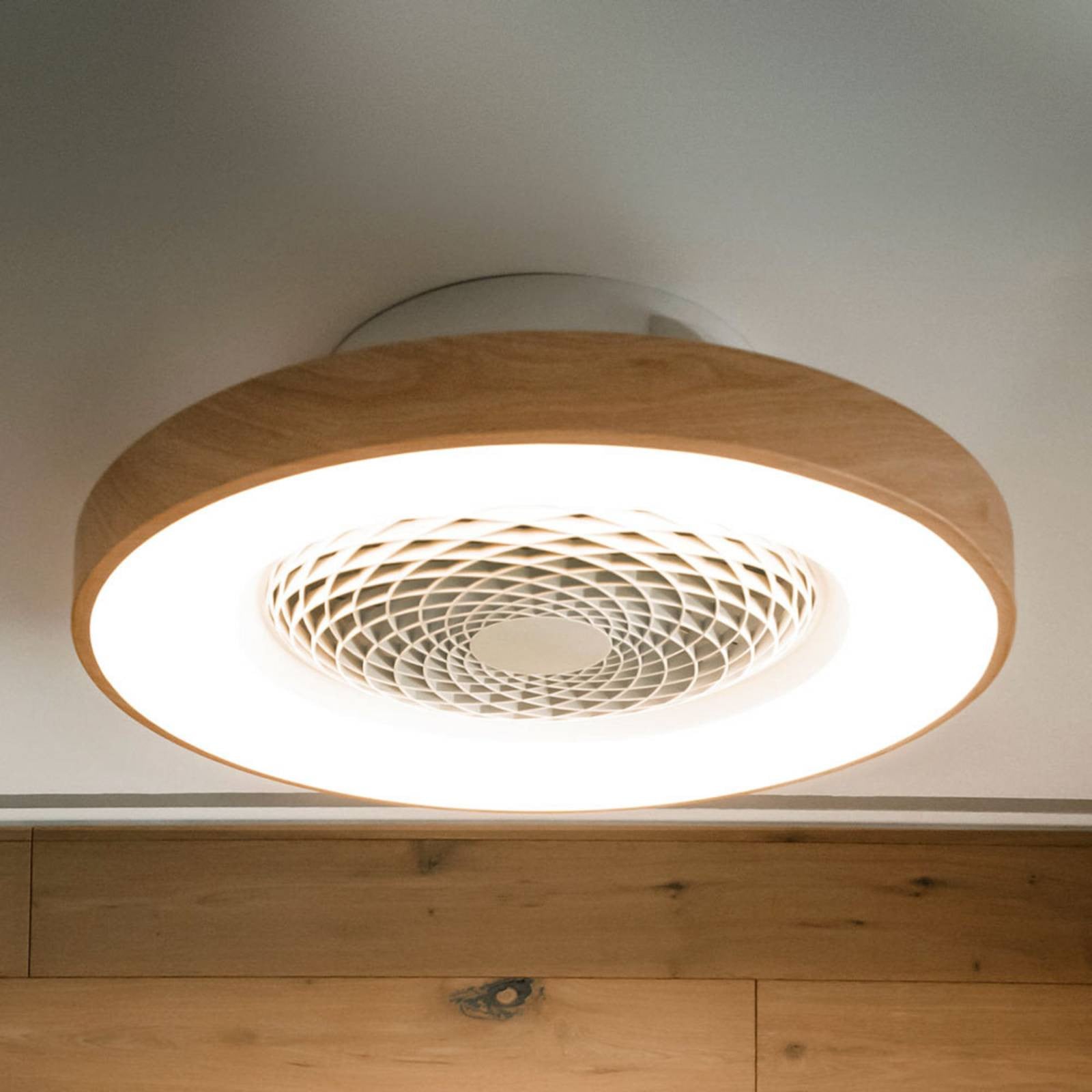 Mantra Iluminación Smart LED plafondventilator Tibet, houtkleur, modern, voor woonkamer of eetkamer