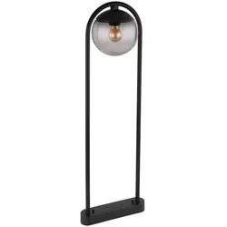 Stehleuchte E27 Garten Weg Beleuchtung Außen Aussenleuchten Garten Standleuchte, Glaskugel rauch Metall schwarz, 1x E27 Fassung, LxBxH 32x20x100 cm