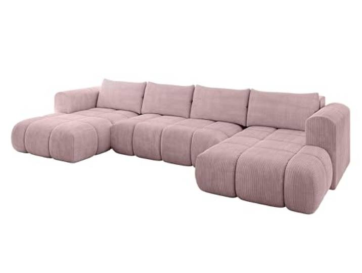 ALTDECOR Ecksofa mit Schlaffunktion U-Form Cloud-U 405x185x90 - Rosa