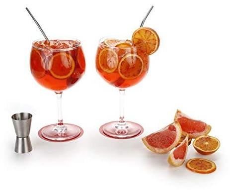 Dripio Set van 2 Glazen voor Champagneflessen met Accessoires, 65 cl, Roestvrij Staal
